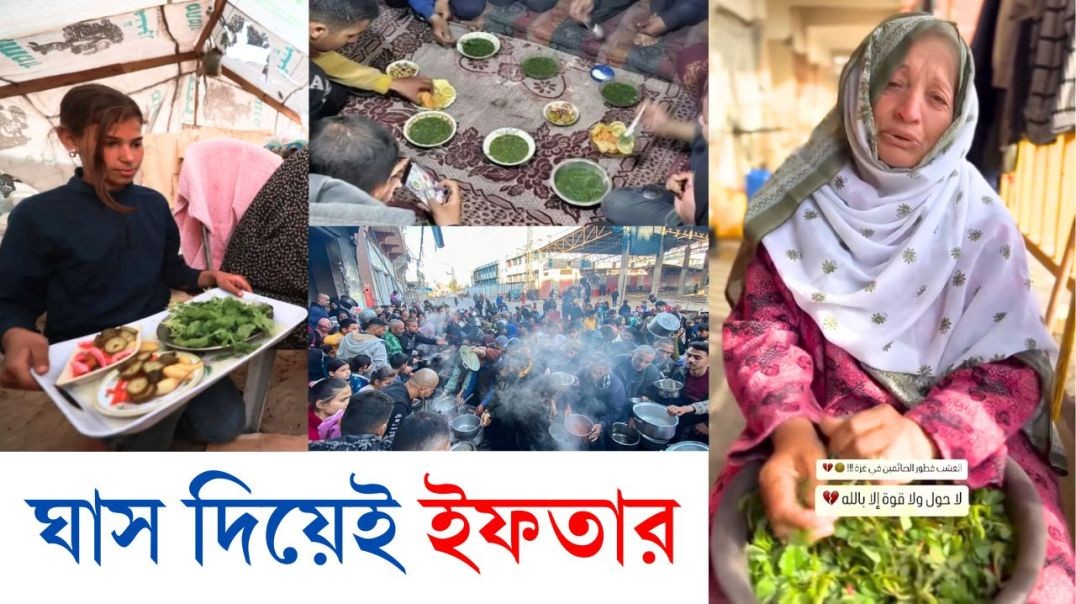 ⁣ঘাস দিয়ে ইফতার গাজাবাসীর | Gazans are eating grass | Daily Karatoa